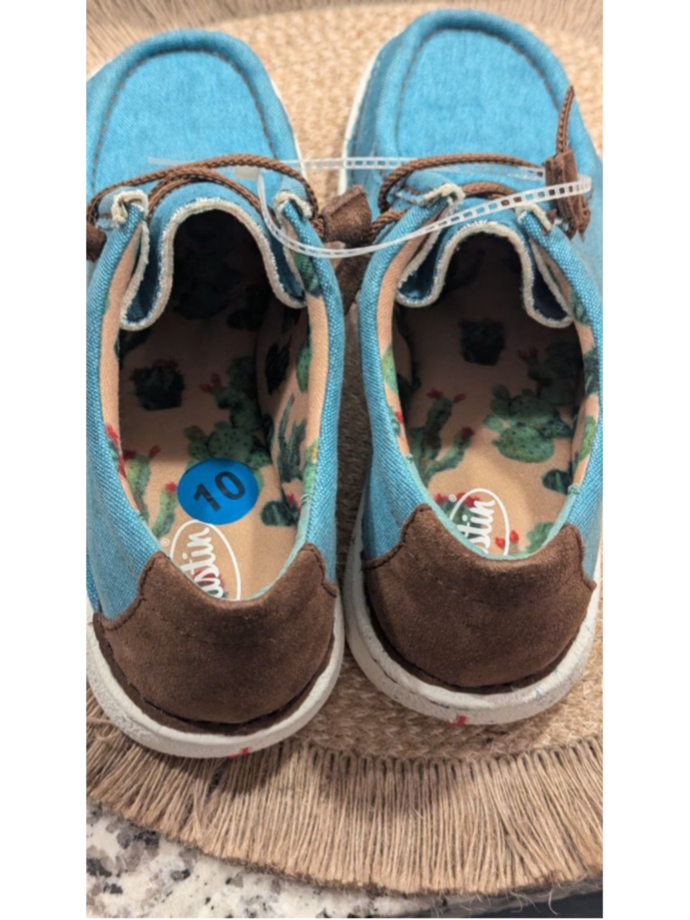 Justin Women's Casual Canvas Lace-Up Shoes Blue Brown Size 10 - Picture 6 of 12